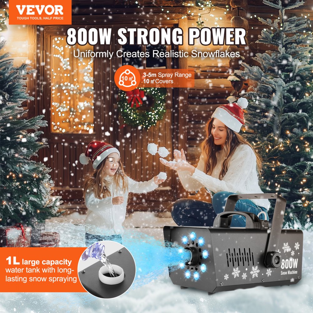LM-M-800 - 800W VEVOR Snow Machine with LED Lights & 1L Tank