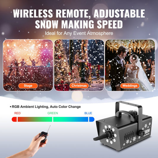 LM-M-800 - 800W VEVOR Snow Machine with LED Lights & 1L Tank
