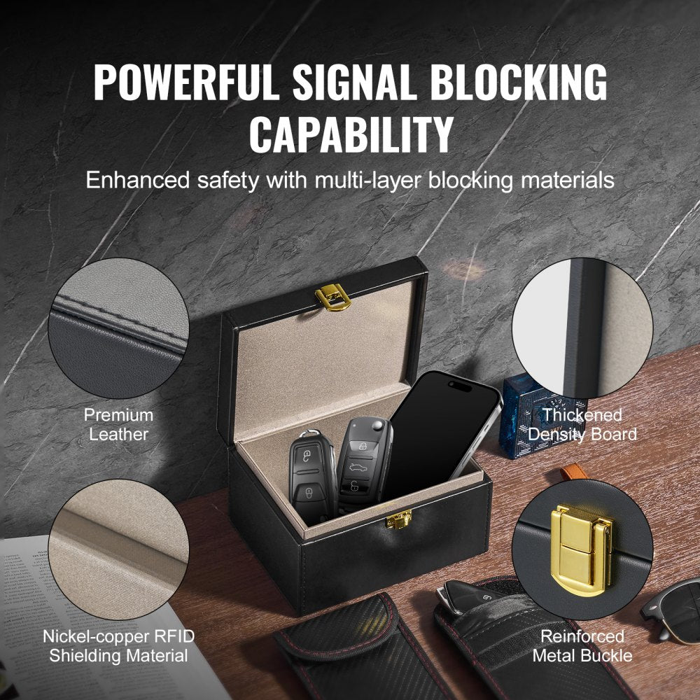 LY-07-1 - VEVOR Leather Signal Shielding Box for Keys & Phones