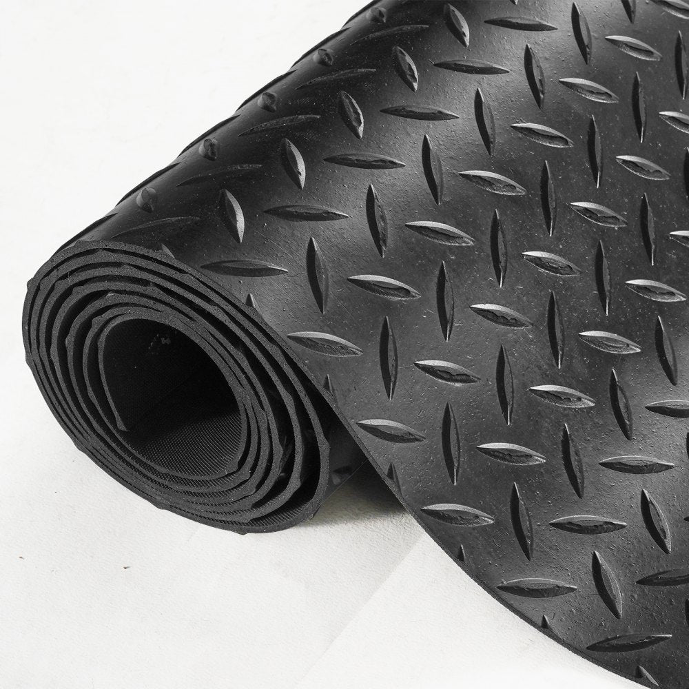 GW3013 - 3mm Diamond-Plate Rubber Flooring Roll, 4ft x 10ft Garage Mat