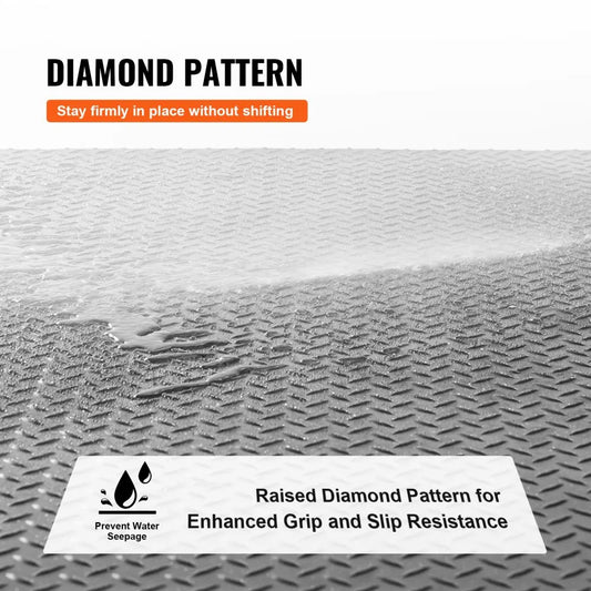 GW3013 - 3mm Thick Diamond-Plate Rubber Flooring Roll, 4'x6' for Heavy-Duty Use