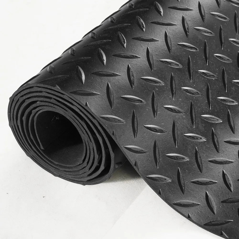 GW3013 - 3mm Thick Diamond-Plate Rubber Flooring Roll, 4'x6' for Heavy-Duty Use