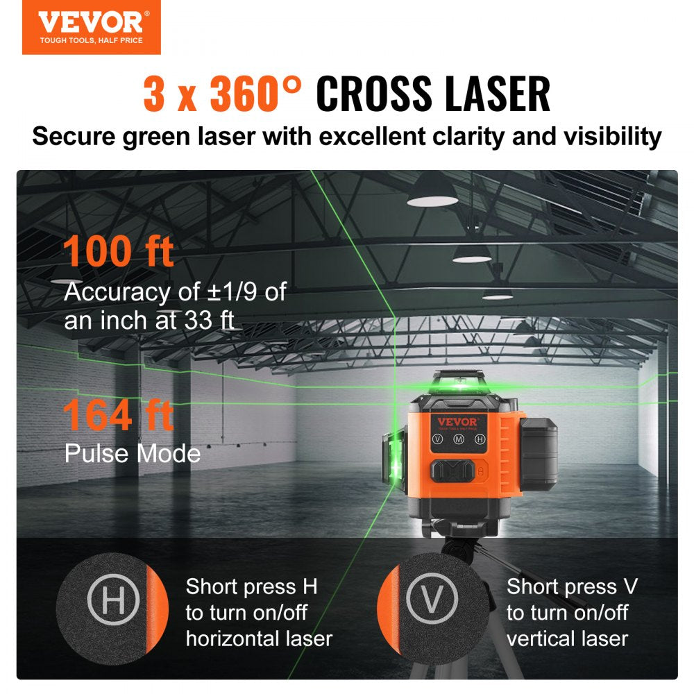 CM03 - 100ft VEVOR Self-Leveling Laser Level with Bright Green Beam