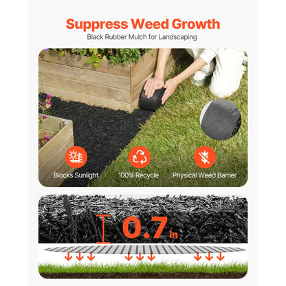 HJ6001 - Durable Rubber Mulch Mat for Gardens & Play Areas