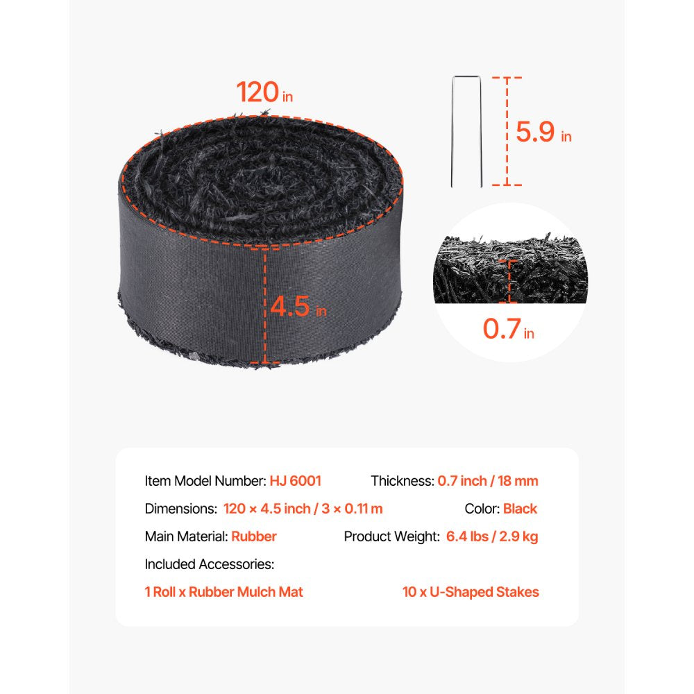 HJ6001 - Durable Rubber Mulch Mat for Gardens & Play Areas