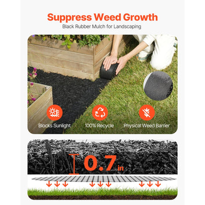 HJ6001 - Weatherproof Rubber Mulch Mat for Gardens & Play Areas