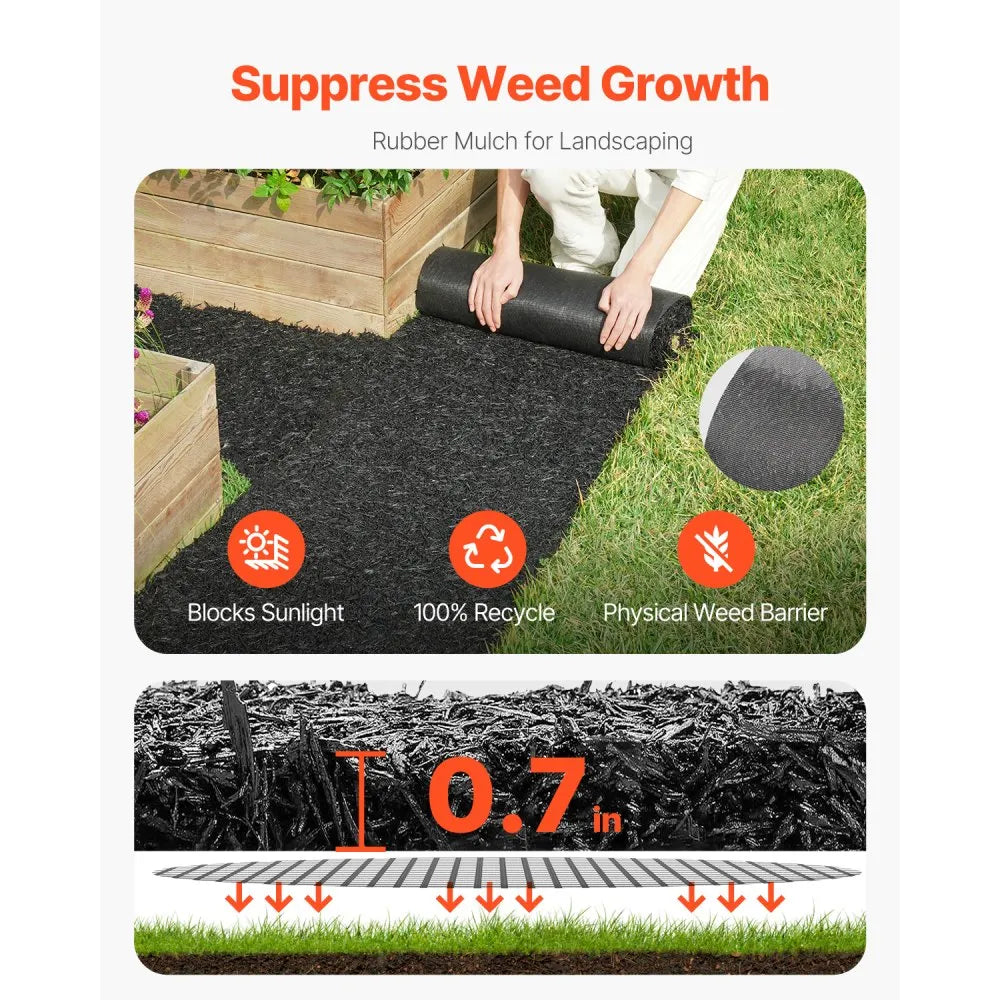 HJ6002 - Durable Rubber Mulch Mat for Gardens & Play Areas