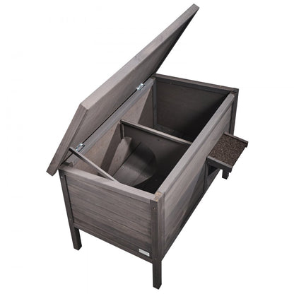 DUSCH2404 - Waterproof Wooden Cat House with Sloped Roof and PVC Flaps