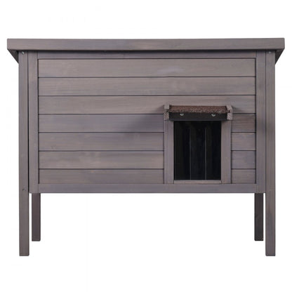 DUSCH2404 - Waterproof Wooden Cat House with Sloped Roof and PVC Flaps