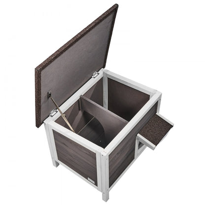 DUSCH2403 - 24-Inch Durable Wooden Cat House with Removable PVC Flaps