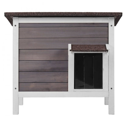 DUSCH2403 - 24-Inch Durable Wooden Cat House with Removable PVC Flaps