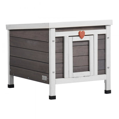 DUSCH2401 - Wooden Outdoor Cat House with Sloped Roof & PVC Door Flaps