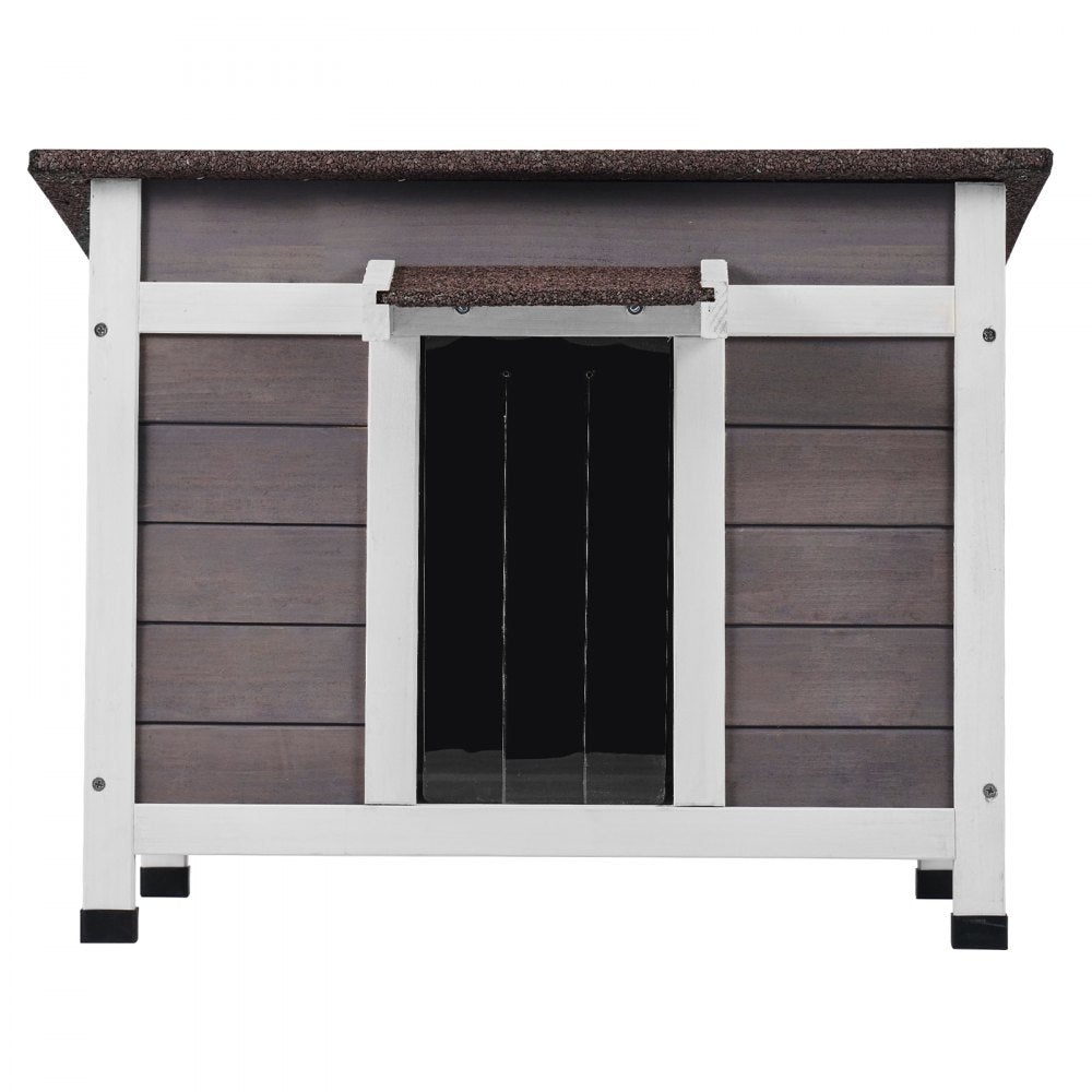 DUSCH2402 - Durable Wooden Outdoor Cat House with Waterproof Roof & Flap Curtains