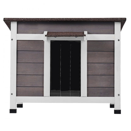 DUSCH2402 - Durable Wooden Outdoor Cat House with Waterproof Roof & Flap Curtains