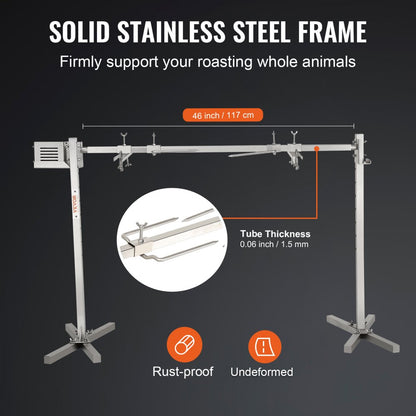 07988001 - 42W Stainless Steel BBQ Rotisserie Grill Kit for Effortless Cooking