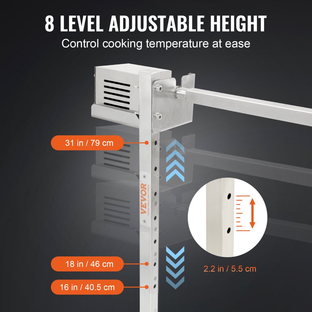 07988001 - 42W Stainless Steel BBQ Rotisserie Grill Kit for Effortless Cooking