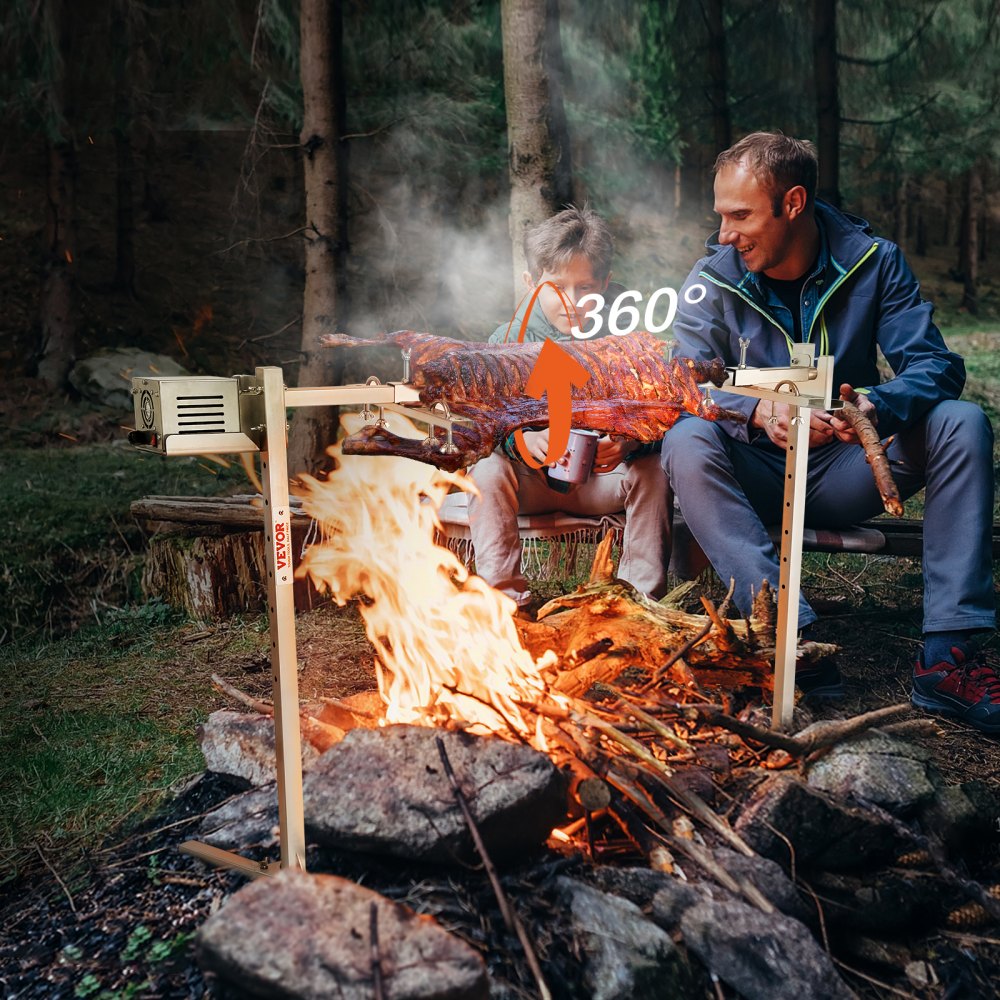 07988001 - 42W Stainless Steel BBQ Rotisserie Grill Kit for Effortless Cooking