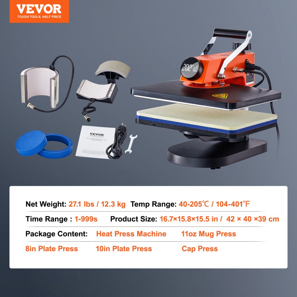 010503675467 - VEVOR 5-in-1 Heat Press Machine for T-shirts, Mugs, and More