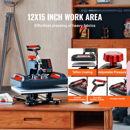 P8100 - 12x15" VEVOR Heat Press with 360-Degree Swing-Away Design