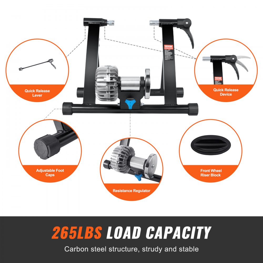 HS-QX-009B - Durable Indoor Bike Trainer Stand, Fits 26-29" Wheels, 265 lbs Capacity