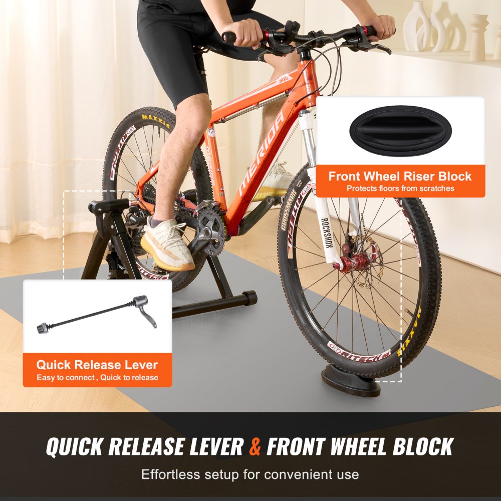 HS-QX-009B - Durable Indoor Bike Trainer Stand, Fits 26-29" Wheels, 265 lbs Capacity