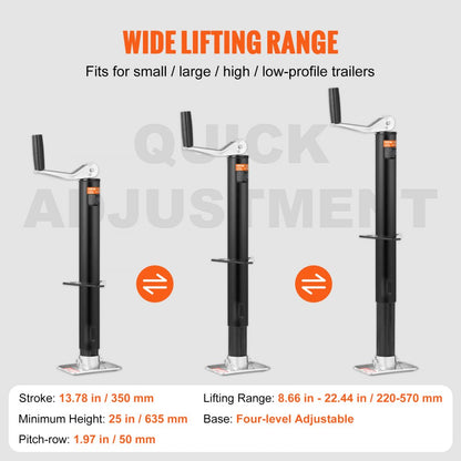 TJA-2000-B+JF-100-Z - Heavy-Duty 2000 lbs Trailer Tongue Jack with Ergonomic Handle