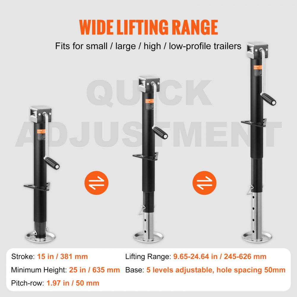TJA-3000S+JF-1005H-Z - Heavy-Duty 5000 lb Trailer Jack with Ergonomic Handle
