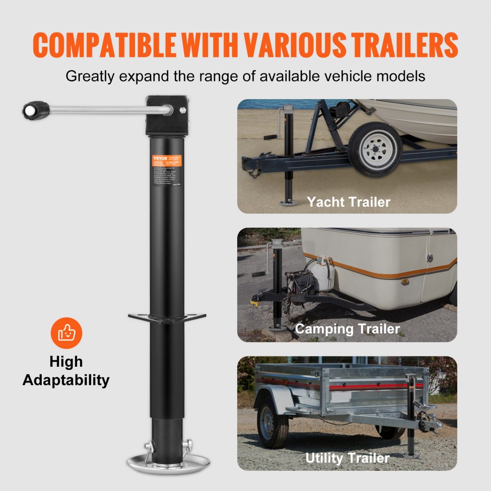 TJA-3000S+JF-1005H-Z - Heavy-Duty 5000 lb Trailer Jack with Ergonomic Handle