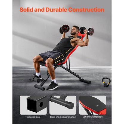 SJ708 - Adjustable Foldable Weight Bench 31.9"x12"x10" for Home Gym
