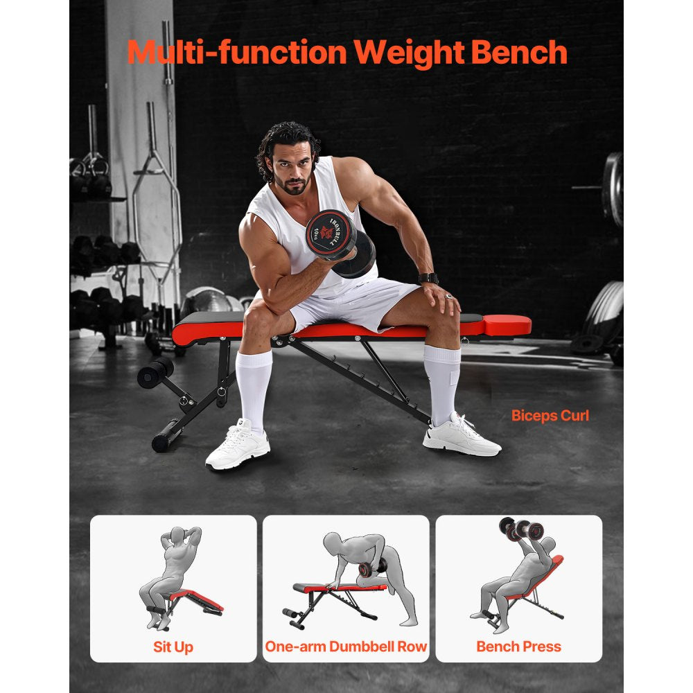 SJ708 - Adjustable Foldable Weight Bench 31.9"x12"x10" for Home Gym