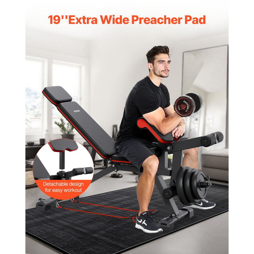 SJ706 - Versatile Home Gym Weight Bench with Adjustable Preacher Pad