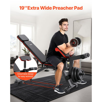 SJ706 - Versatile Home Gym Weight Bench with Adjustable Preacher Pad