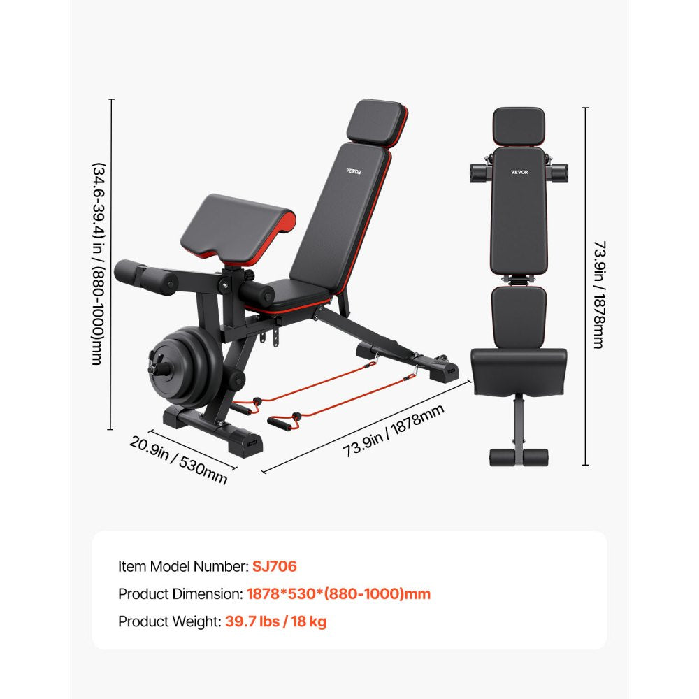 SJ706 - Versatile Home Gym Weight Bench with Adjustable Preacher Pad