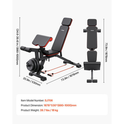 SJ706 - Versatile Home Gym Weight Bench with Adjustable Preacher Pad