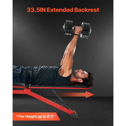 SJ602 - Heavy-Duty Adjustable Weight Bench, 49.8x20.9x16.3" Foldable Design