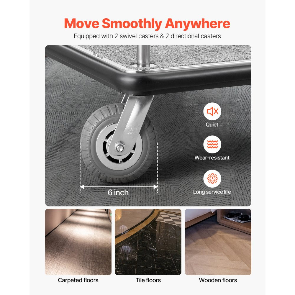 X-126 - Heavy-Duty 800LB Stainless Steel Bellman Cart with Smooth Glide Wheels