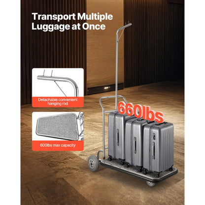 X-127 - Durable 600 lbs Luggage Cart with 3 Smooth Wheels