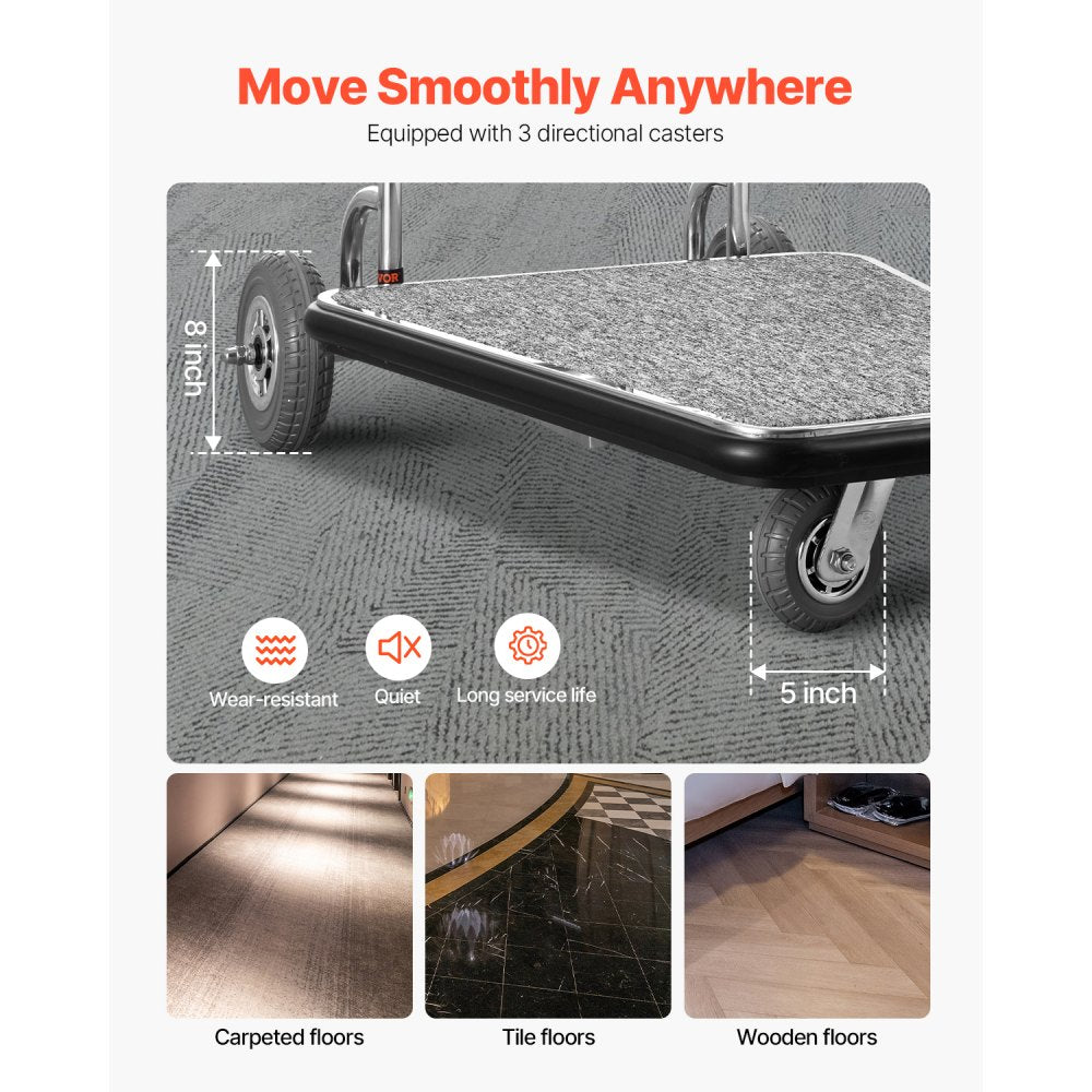 X-127 - Durable 600 lbs Luggage Cart with 3 Smooth Wheels