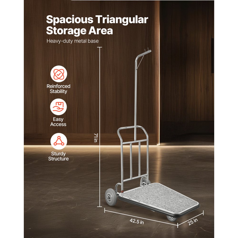 X-127 - Durable 600 lbs Luggage Cart with 3 Smooth Wheels