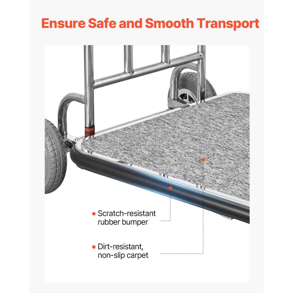 X-127 - Durable 600 lbs Luggage Cart with 3 Smooth Wheels