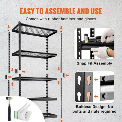EEV0 - Adjustable 5-Tier Metal Shelving Unit, 2000 lbs Capacity
