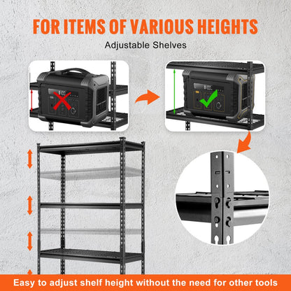 EEV0 - Adjustable 5-Tier Metal Shelving Unit, 2000 lbs Capacity