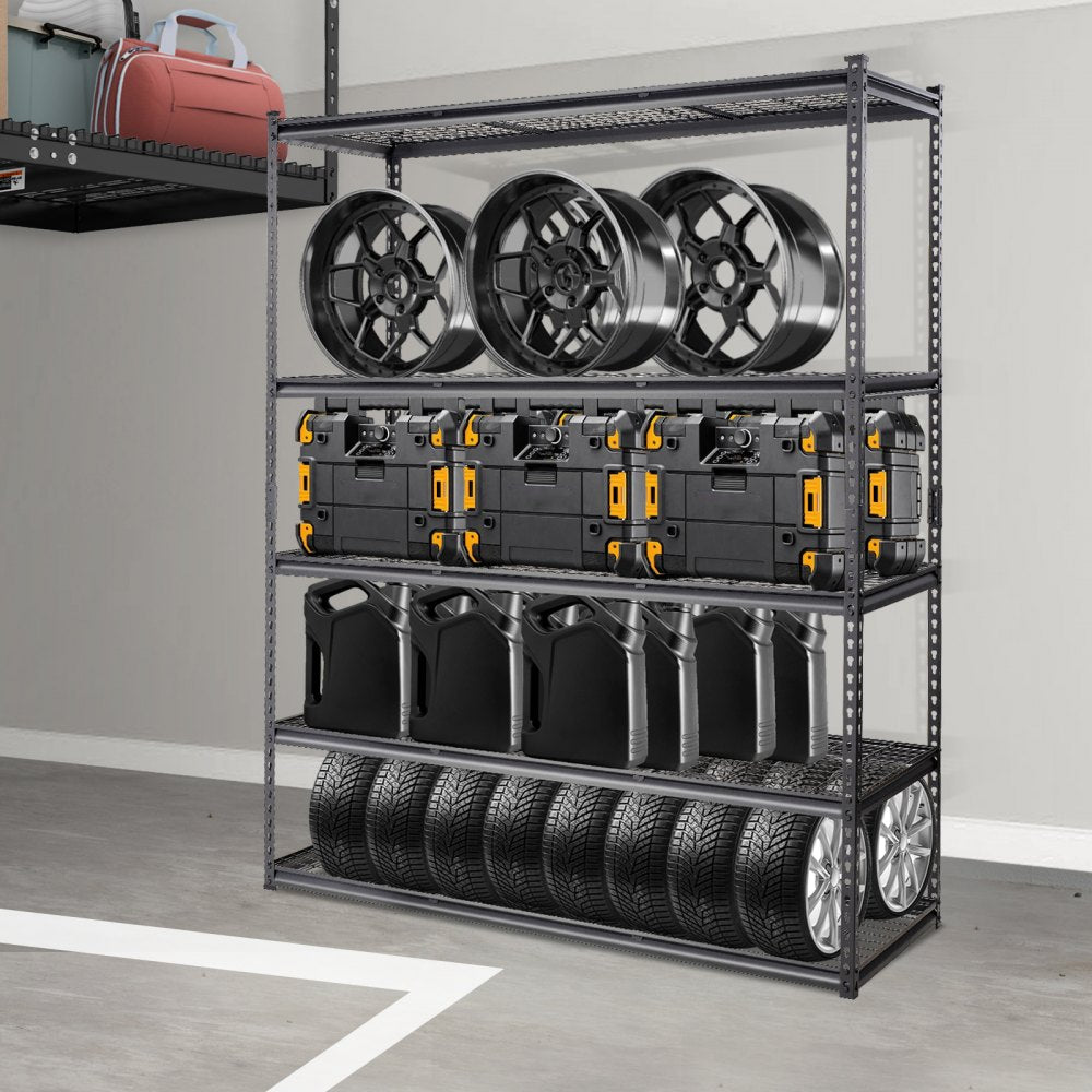 4AV0 - 5-Tier Heavy-Duty Metal Shelves, 2000 lbs Capacity, Adjustable Design