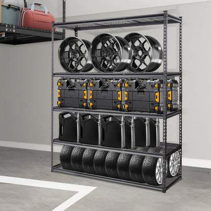 4AV0 - 5-Tier Heavy-Duty Metal Shelves, 2000 lbs Capacity, Adjustable Design