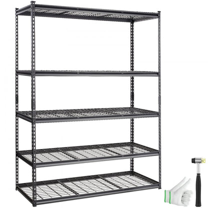 4AV0 - 5-Tier Heavy-Duty Metal Shelves, 2000 lbs Capacity, Adjustable Design