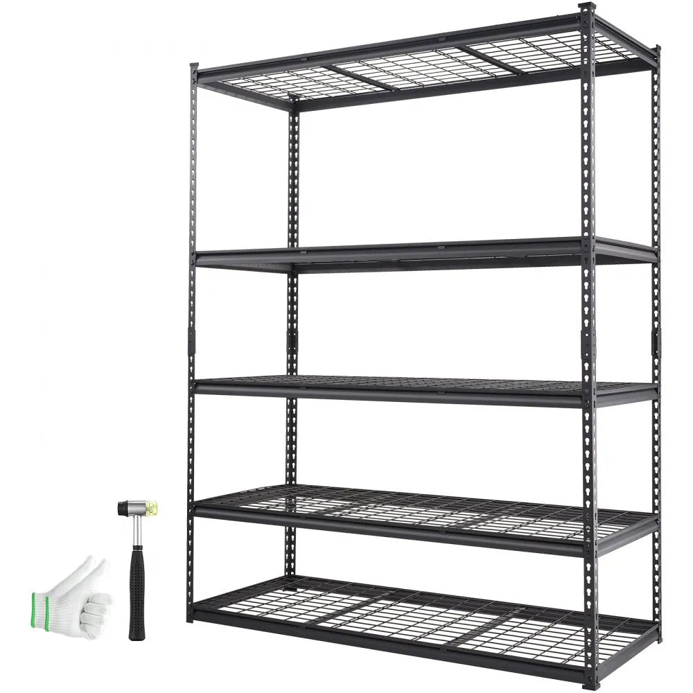 4AV0 - 5-Tier Heavy-Duty Metal Shelves, 2000 lbs Capacity, Adjustable Design
