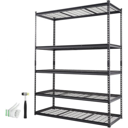 4AV0 - 5-Tier Heavy-Duty Metal Shelves, 2000 lbs Capacity, Adjustable Design