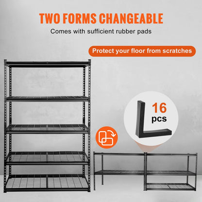 PAV0 - Heavy Duty Adjustable 5-Tier Metal Shelving Unit, 2000 lbs Capacity