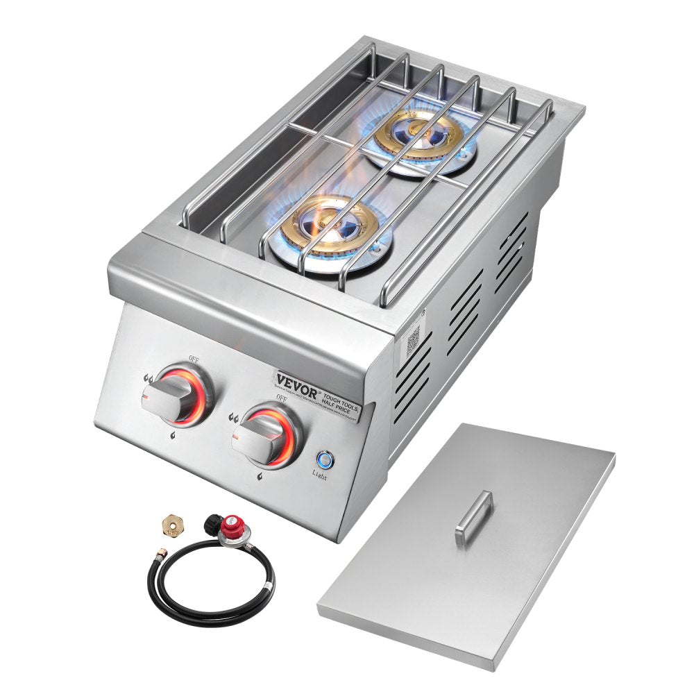 GSB2L - Dual 17,000 BTU Stainless Steel Side Burner for Outdoor Cooking
