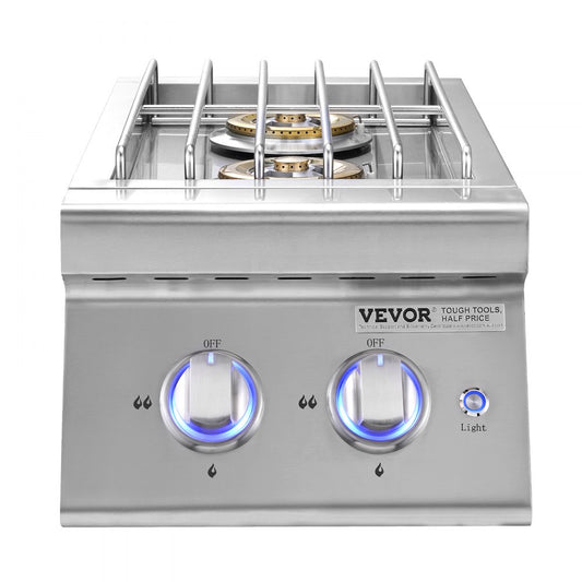 GSB2L - Dual 17,000 BTU Stainless Steel Side Burner for Outdoor Cooking